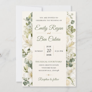 Elegant Watercolor Floral Wedding Invitation