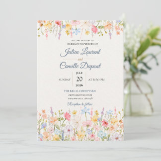 Elegant Watercolor Floral Wedding Invitation
