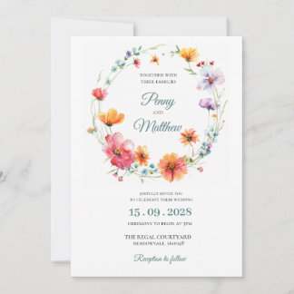 Elegant Watercolor Floral Wedding Invitation