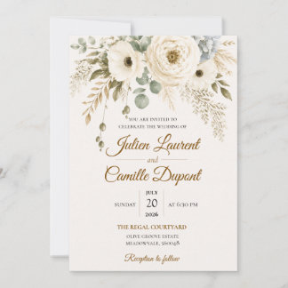 Elegant Watercolor Floral Wedding Invitation