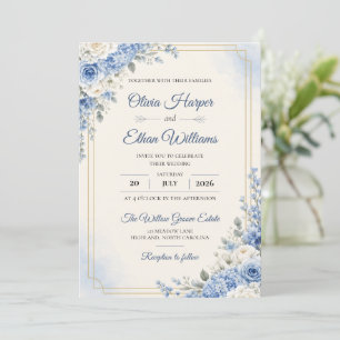 Elegant Watercolor Floral Wedding Invitation