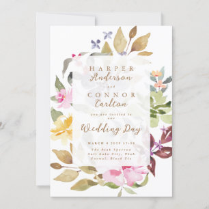 Elegant Watercolor Floral Wedding Invitation