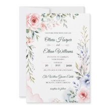 Elegant Watercolor Floral Wedding Invitation