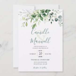 Elegant Watercolor Floral Wedding Invitation