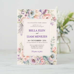 Elegant Watercolor Floral Wedding Invitation Templ