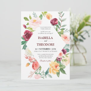 Elegant Watercolor Floral Wedding Invitation Templ