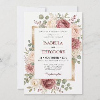 Elegant Watercolor Floral Wedding Invitation Templ