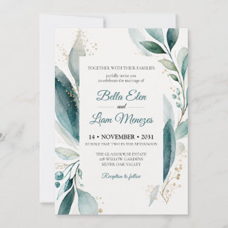 Elegant Watercolor Floral Wedding Invitation Templ