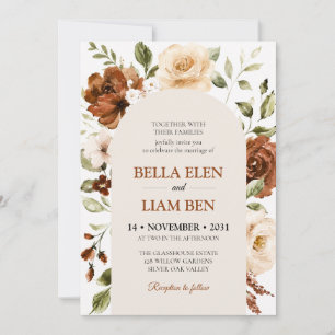 Elegant Watercolor Floral Wedding Invitation Templ