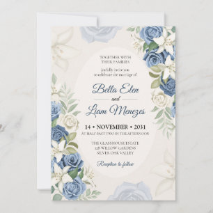 Elegant Watercolor Floral Wedding Invitation Templ