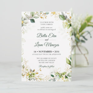 Elegant Watercolor Floral Wedding Invitation Templ