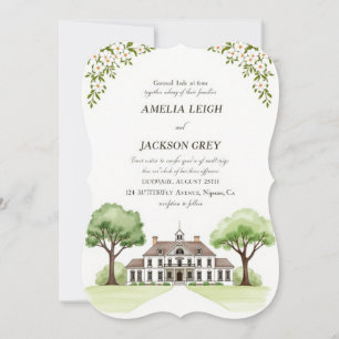 Elegant Watercolor Floral Wedding Invitation with