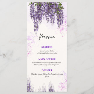 Elegant Watercolor Floral Wedding Menu Card
