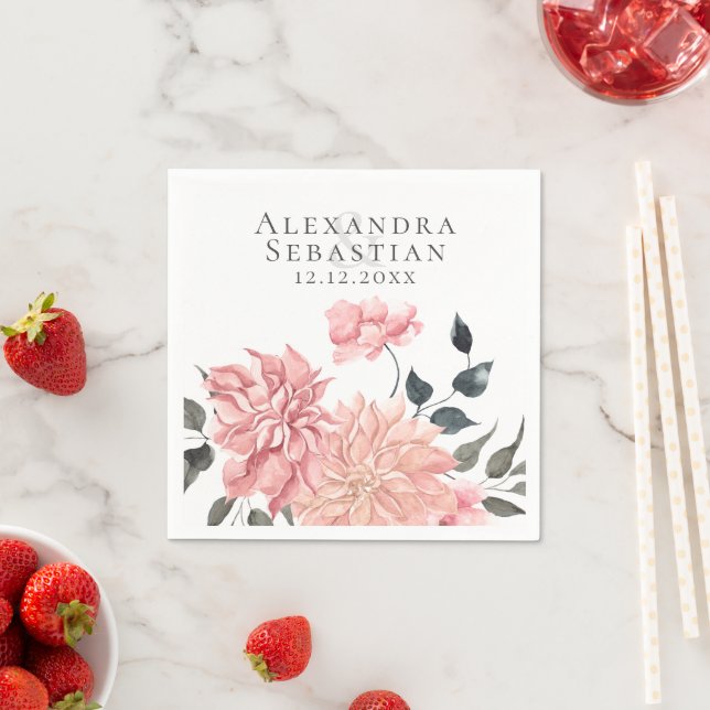 Elegant Watercolor Floral Wedding Napkin (Insitu)