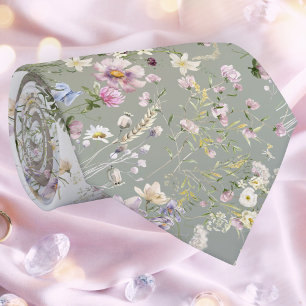 Elegant Watercolor Floral Wedding Necktie