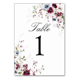Elegant Watercolor Floral Wedding Personalised Table Number