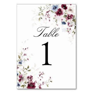 Elegant Watercolor Floral Wedding Personalised Table Number