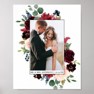 Elegant Watercolor Floral Wedding Poster