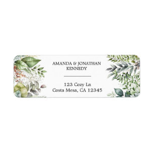 Elegant Watercolor Floral Wedding Return Address Label