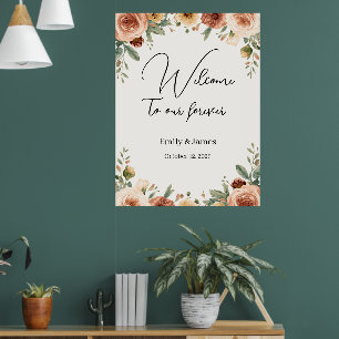 Elegant Watercolor Floral Wedding Welcome Poster