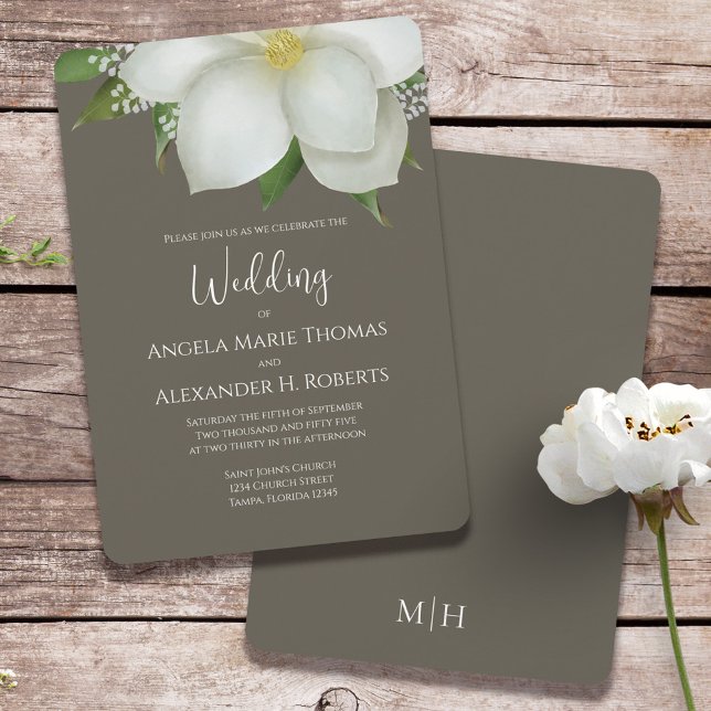 Elegant Watercolor Floral White Magnolia Flower Invitation (Creator Uploaded)