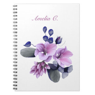 Elegant Watercolor Floral White Notebook