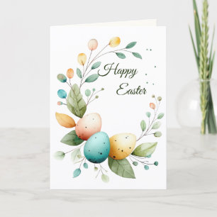 Elegant Watercolor Floral Wreath Easter Thank You Card