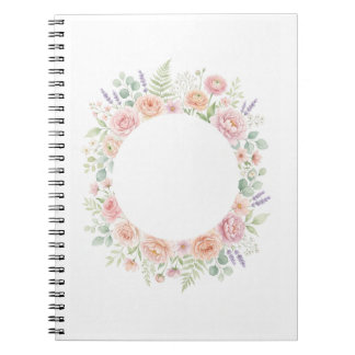 Elegant Watercolor Floral Wreath Personalised Note Notebook