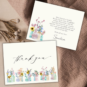 Elegant Watercolor Florals Birthday Thank You Card