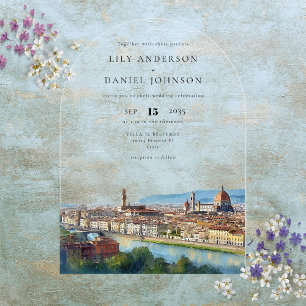 Elegant Watercolor Florence Italian Wedding Arch Acrylic Invitations