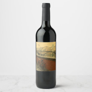 Elegant Watercolor Florence Ponte Vecchio Wine Label