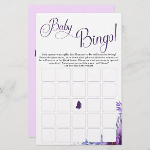 Elegant Watercolor Flower Baby Bingo Game Flyer
