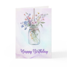 Elegant Watercolor Flower Birthday Card