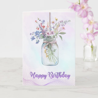 Elegant Watercolor Flower Birthday Card