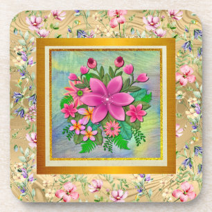 Elegant Watercolor Flower Botanical Spring Bouquet Coaster