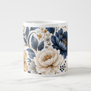 Elegant Watercolor Flower Bouquet Vintage Floral W Large Coffee Mug
