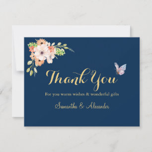 Elegant Watercolor Flower butterfly Thank You card