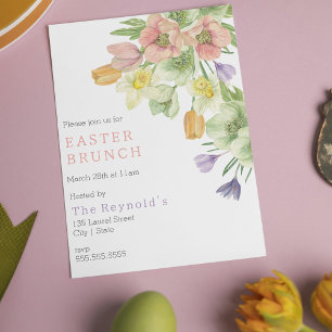 Elegant Watercolor Flower Easter Brunch Invitation