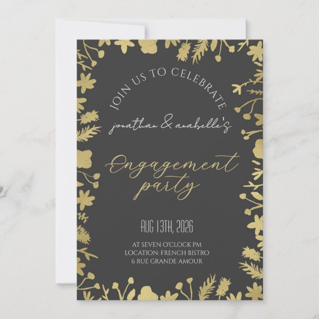 Elegant Watercolor Flower Engagement Celebration Invitation (Front)