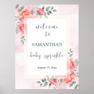 Elegant watercolor flower eucalyptus baby shower poster