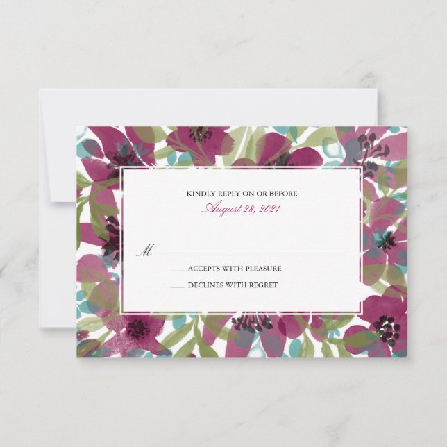 Elegant Watercolor Flower Garden | Wedding RSVP (Front)