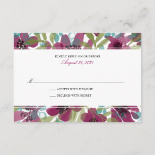 Elegant Watercolor Flower Garden Wedding RSVP Card
