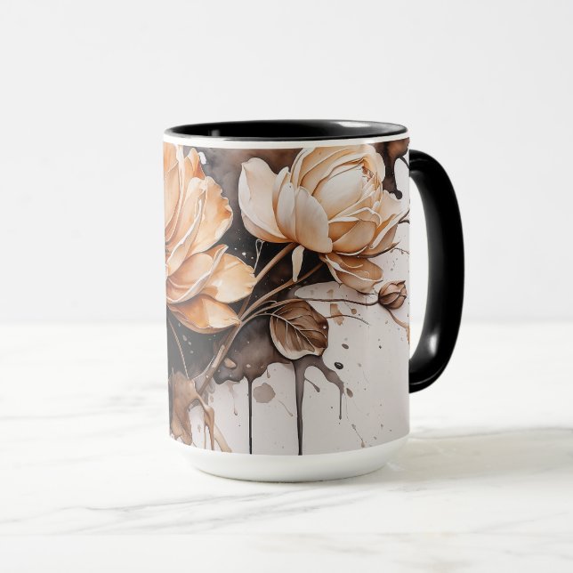 Elegant watercolor flower Mug (Front Right)