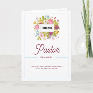 Elegant Watercolor Flower Pastor Appreciation Card