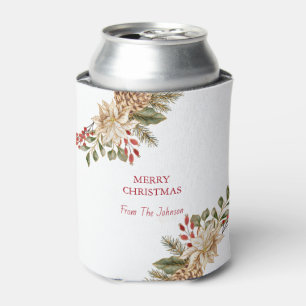 Elegant Watercolor Flower Pines Can Cooler