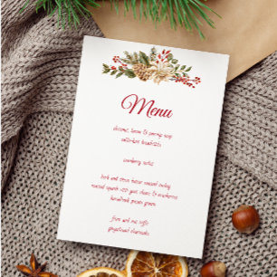 Elegant Watercolor Flower Pines Menu