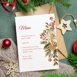 Elegant Watercolor Flower Pines Menu