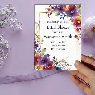 Elegant Watercolor Flowers Bridal Shower Invitation