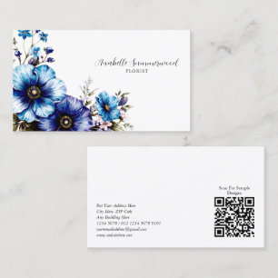 Elegant Watercolor Flowers Florist on Black Business Card