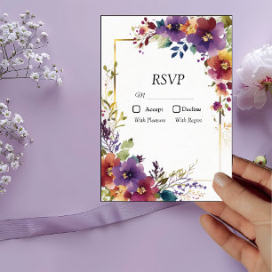 Elegant Watercolor Flowers RSVP Card